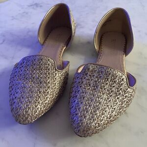 Restricted Gold Textured Women's Flats